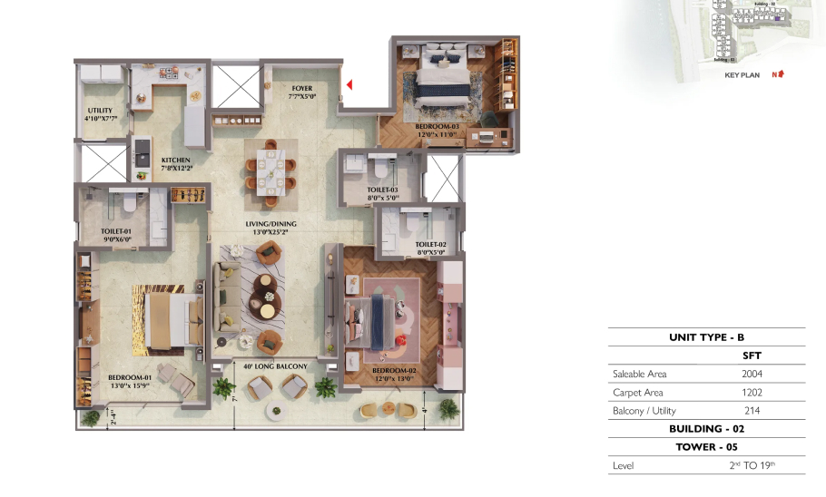 Prestige Raintree Park 3BHK floor plan