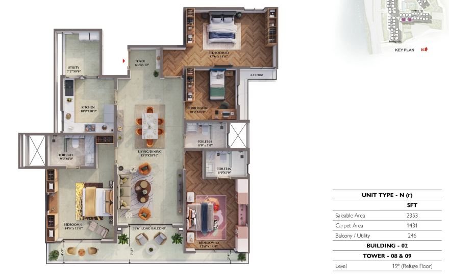 Prestige Raintree Park 3.5BHK floor plan