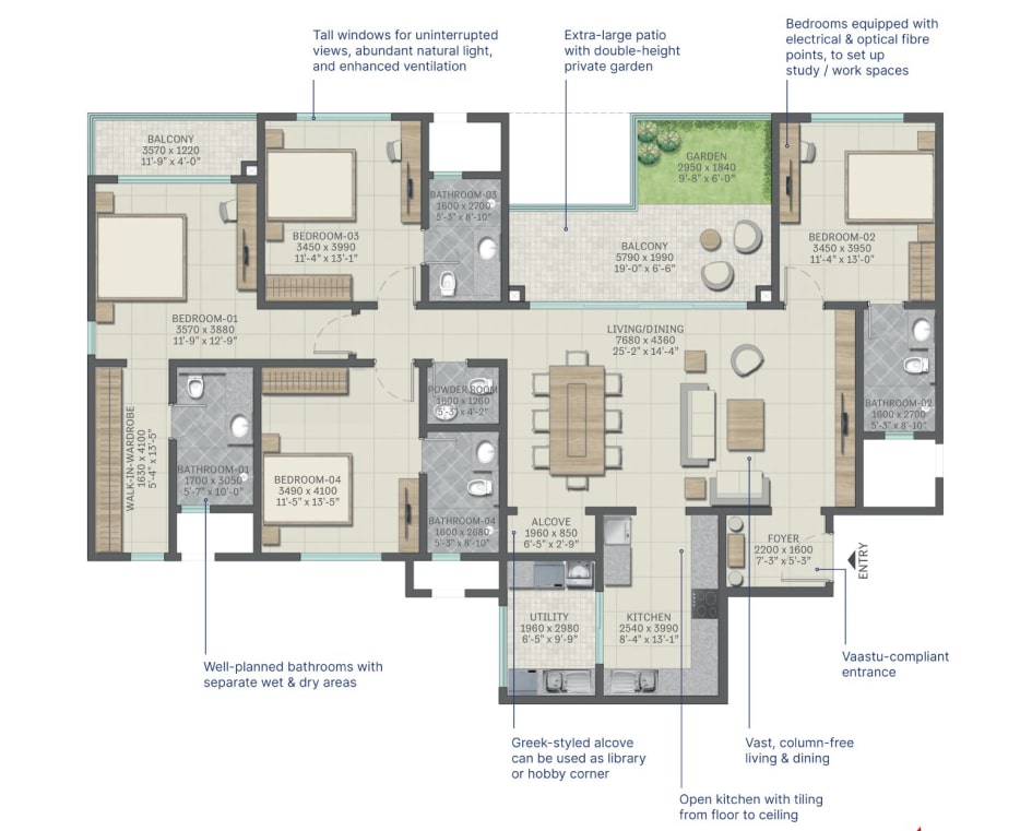 Sobha Neopolis 4BHK floor plan